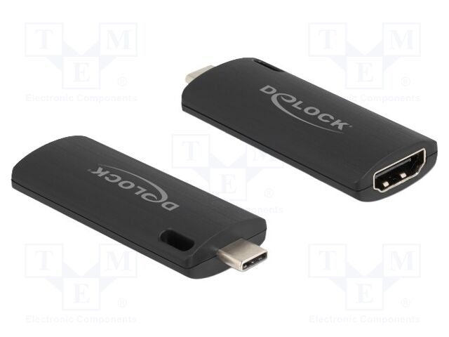Adapter; HDMI socket,USB C plug; USB 2.0; PnP; black