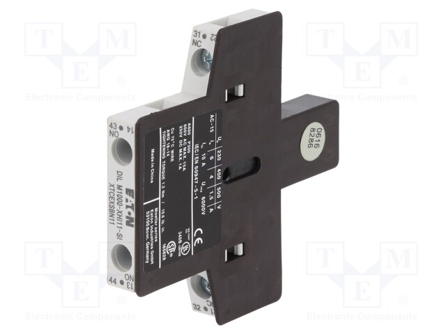 Auxiliary contacts; Leads: screw terminals; Mounting: side