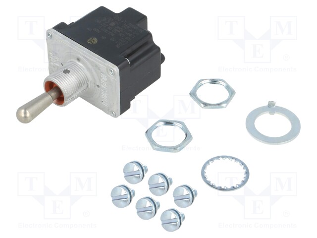 Switch: toggle; Pos: 3; DPDT; ON-ON-(ON); 15A/125VAC; Leads: screw