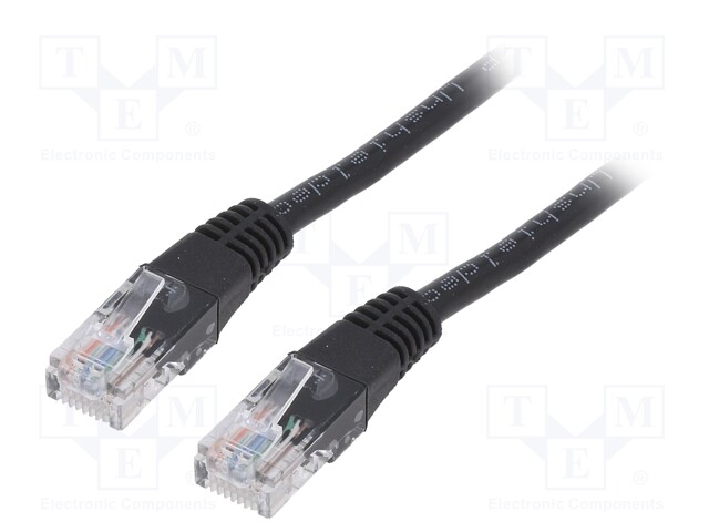 Patch cord; U/UTP; 5e; stranded; CCA; PVC; black; Len: 1m; 26AWG