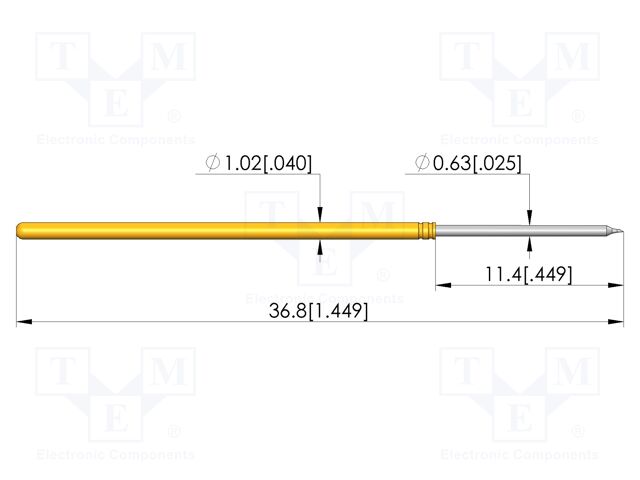 Test needle; Spring compression: 8mm; 10mm; 3A; steel; Ø: 0.2mm