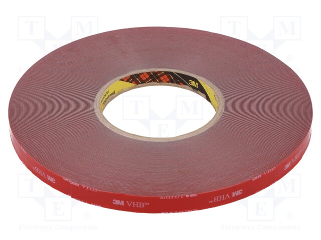 Tape: fixing; W: 12mm; L: 33m; D: 0.6mm; acrylic; grey; max.230°C