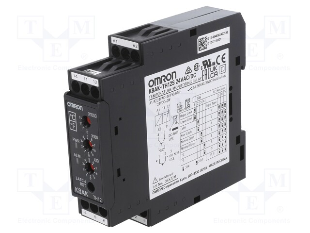 Module: temperature monitoring relay; temperature; 24VAC; DIN
