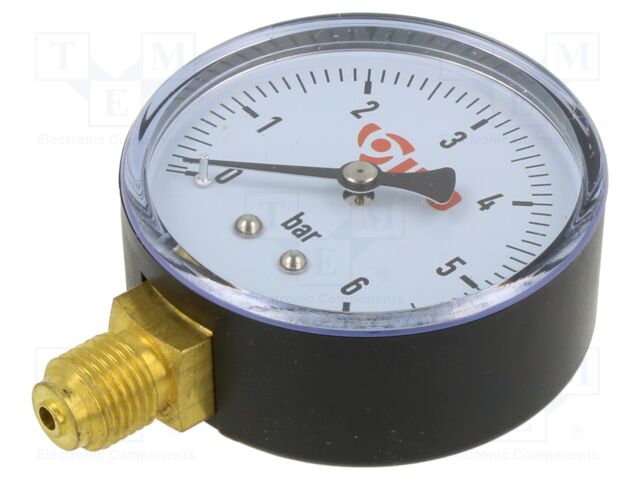 Manometer; 0÷6bar; water; 60mm; Enclos.mat: plastic