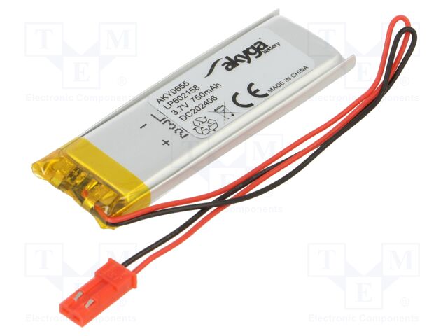 Re-battery: Li-Po; 3.7V; 750mAh; cables,JST SYP-02T-1 socket