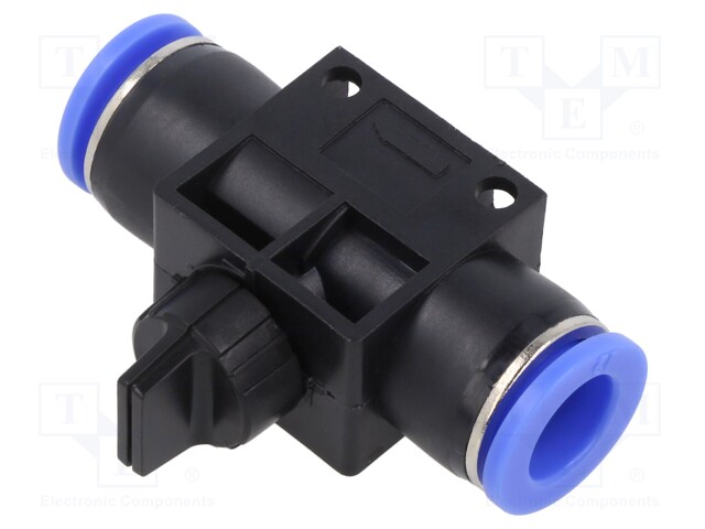 Shutoff valve; 0÷10bar; nickel plated brass,PBT; 12mm; 0÷60°C