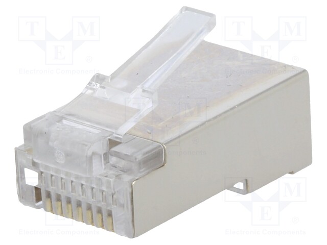 Plug; RJ45; PIN: 8; Cat: 5e; shielded; Layout: 8p8c; crimped; straight