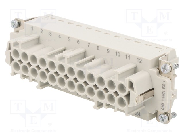 Connector: HDC; contact insert; female; C146; PIN: 24; 24+PE; 16A