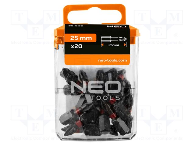 Kit: screwdriver bits; Phillips; 25mm; PH1; impact; 20pcs.
