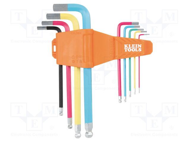 Wrench: hex key-set; spherical; Chrom-vanadium steel; long; 9pcs.