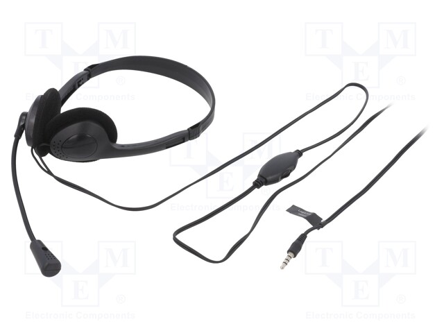Headphones with microphone; black; Jack 3,5mm; 20÷20000Hz; 32Ω