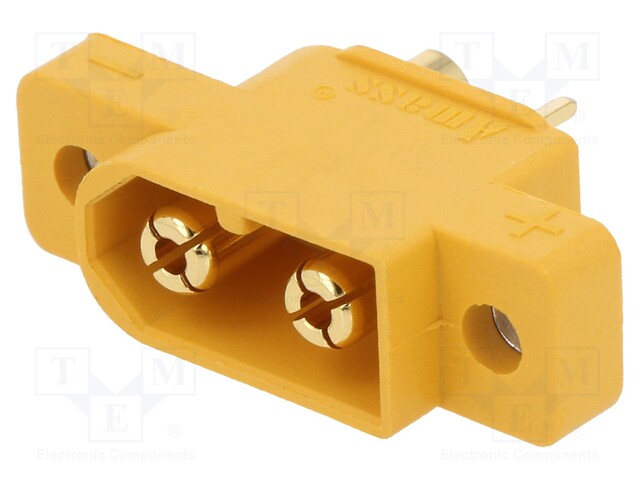 Socket; DC supply; XT60; male; PIN: 2; soldered; Plating: gold flash