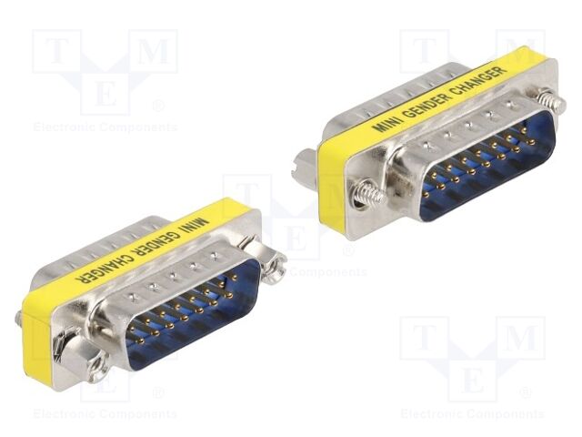 Adapter; D-Sub 15pin plug,both sides; Plating: nickel plated