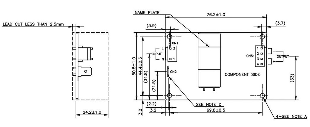 Power supply: switched-mode; open; 60W; 85÷265VAC; OUT: 1; 48VDC