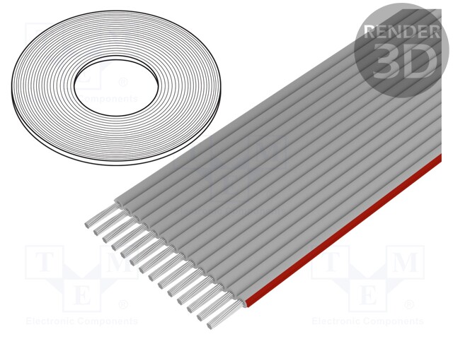 Wire: ribbon; 1.27mm; stranded; Cu; 16x28AWG; unshielded; PVC; grey