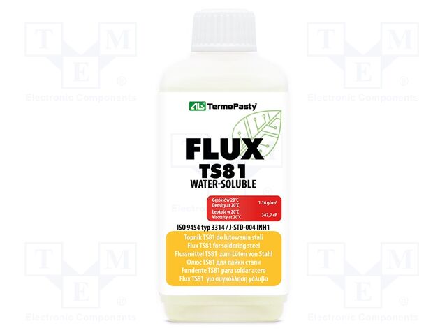 Flux: rosin-free; Water Soluble,F-SW13; liquid; bottle; 0.1l