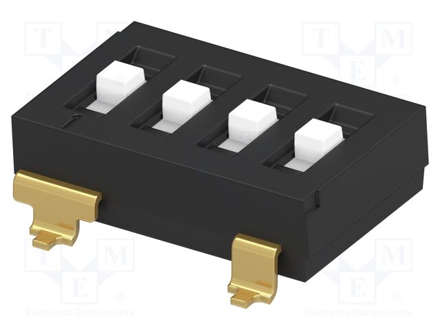 Switch: DIP-SWITCH; Poles number: 4; ON-OFF-ON; 0.025A/24VDC; SMT