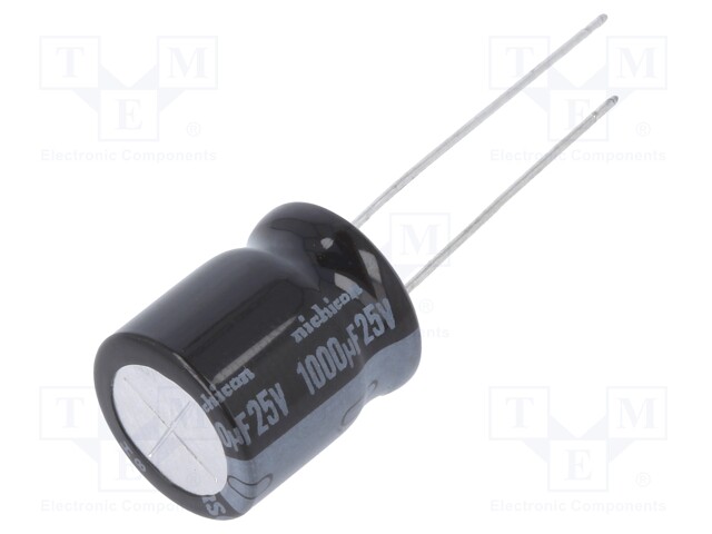 Capacitor: electrolytic; THT; 1000uF; 25VDC; Ø12.5x15mm; Pitch: 5mm