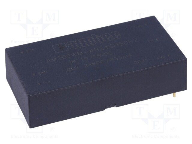 Converter: DC/DC; 20W; Uin: 18÷75V; 24VDC; Iout: 833mA; 2"x1"; 27g