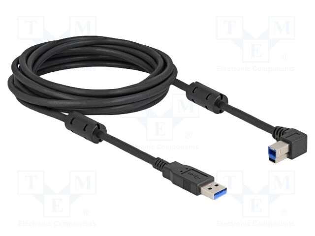 Cable; USB A plug,USB B plug 90° left/right; gold-plated; 5m