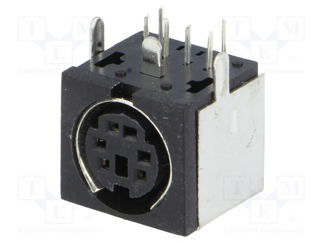 Socket; DIN mini; female; PIN: 6; shielded; THT; on PCBs; angled 90°
