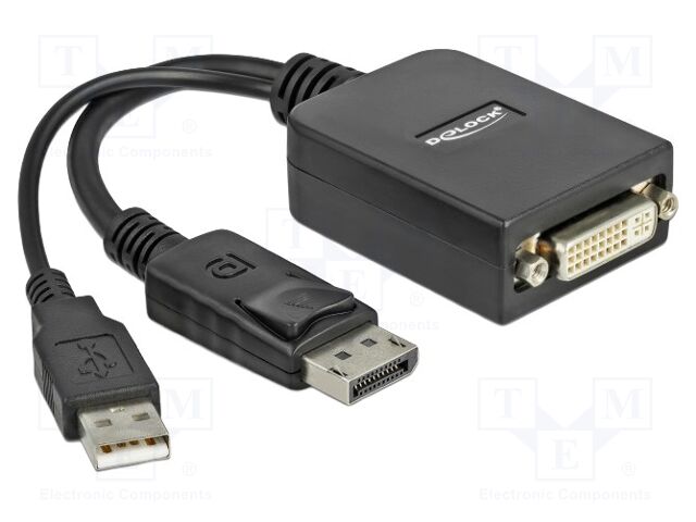 Adapter; DisplayPort plug,DVI-I (24+5) socket,USB A plug