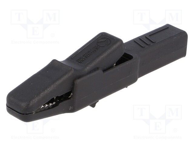 Crocodile clip; 25A; black; Grip capac: max.9.5mm