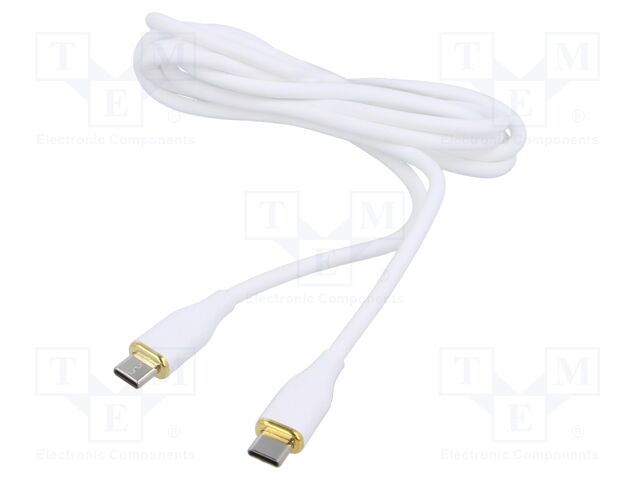 Cable; USB 2.0; USB C plug,both sides; 1.5m; white; 480Mbps; 60W