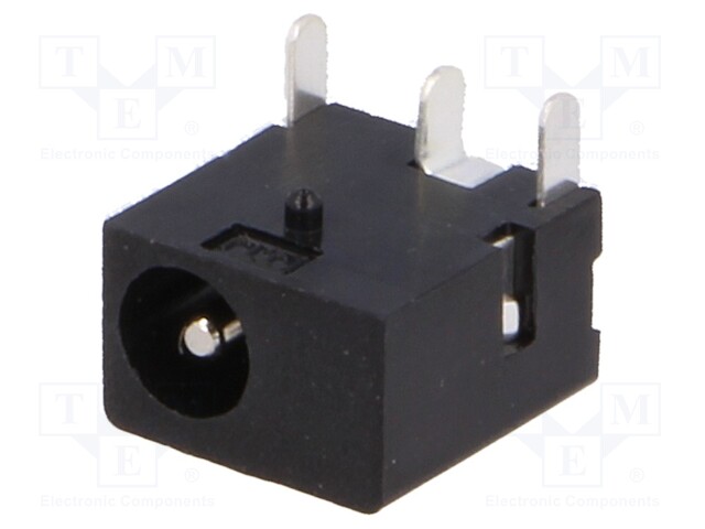 Socket; DC supply; male; 3,5/1,3mm; THT; 1A; 12VDC; angled 90°