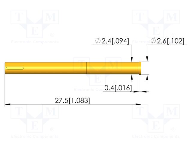 Test probe socket; gold-plated; Flange height: 0.4mm