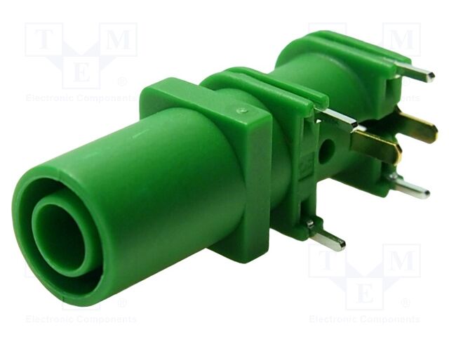 Connector: 4mm banana; socket; 1kVDC; 10A; 33mm; green; gold-plated