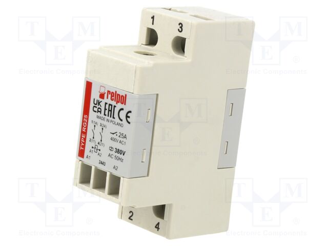 Relay: electromagnetic; DPST-NO; Ucoil: 380VAC; Icontacts max: 25A
