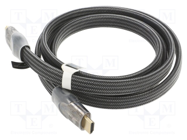 Cable; HDMI 2.0,flat; HDMI plug,both sides; PVC; textile; black
