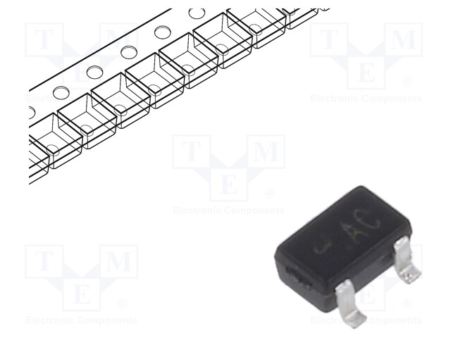 Transistor: PNP; bipolar; BRT; 50V; 100mA; 200mW; SOT323; R1: 22kΩ