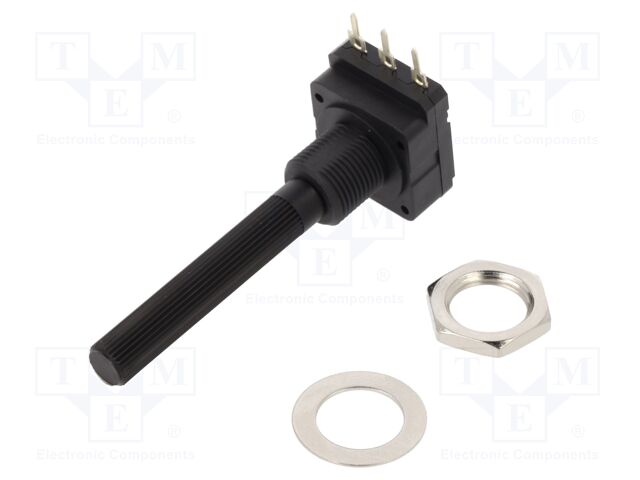 Potentiometer: shaft; single turn; 50kΩ; 100mW; THT; 6mm; plastic