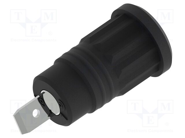 Connector: 4mm banana; socket; 36A; black; nickel plated; 32mm
