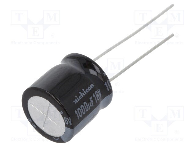 Capacitor: electrolytic; THT; 1000uF; 16VDC; Ø12.5x12.5mm; ±20%