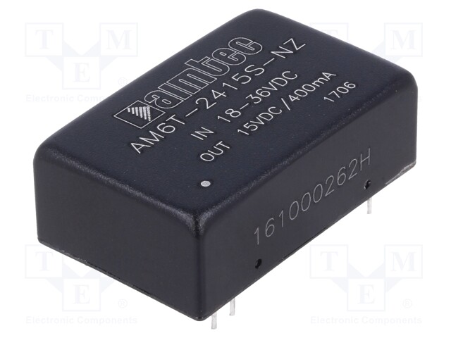 Converter: DC/DC; 6W; Uin: 18÷36V; 15VDC; Iout: 400mA; DIP24; 14g