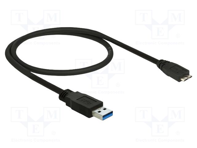 Cable; USB A plug,USB B micro plug; gold-plated; 500mm; black; Cu