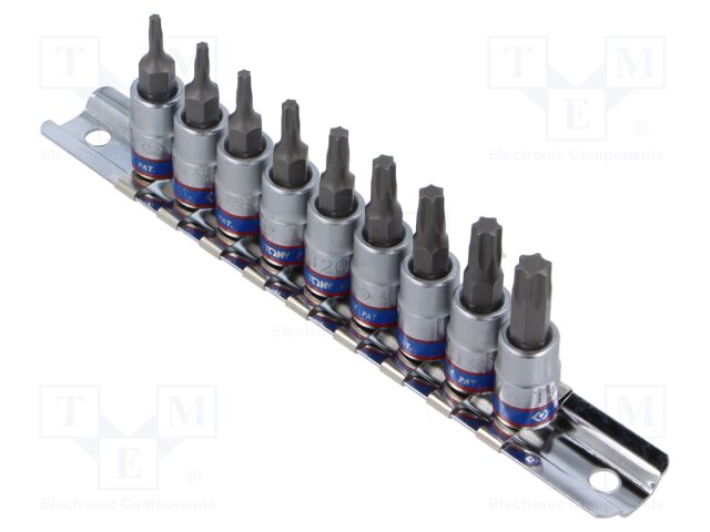 "SOCKET SET 1/4"" TORX 9 pcs, 2033 T8 - T40,"