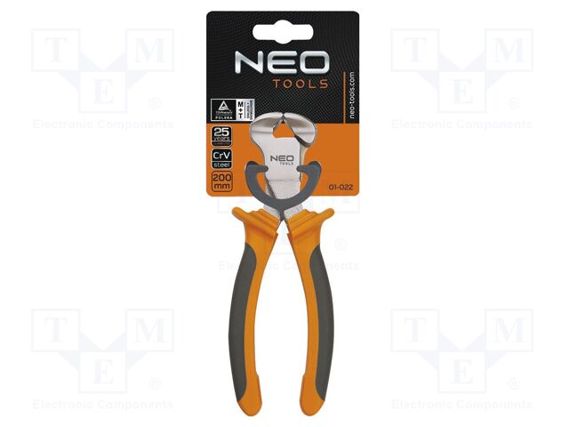 Pliers; end,cutting; ergonomic two-component handles; 200mm