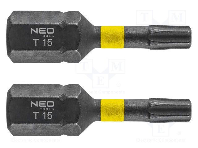 Kit: screwdriver bits; Torx®; 25mm; TX15; impact; 2pcs.