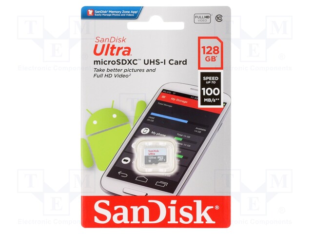 Memory card; Android; SD XC Micro; 128GB; 100MB/s; -25÷85°C