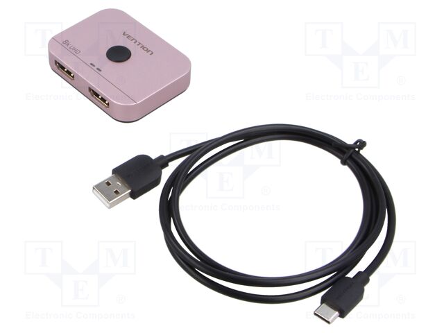 Splitter; HDMI 2.1; 4K,8K; pink; Input: HDMI socket,USB C socket