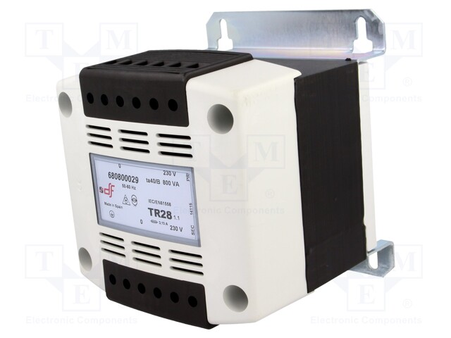 Transformer: safety; 800VA; 230VAC; 230V; IP20; Mounting: DIN; 10kg