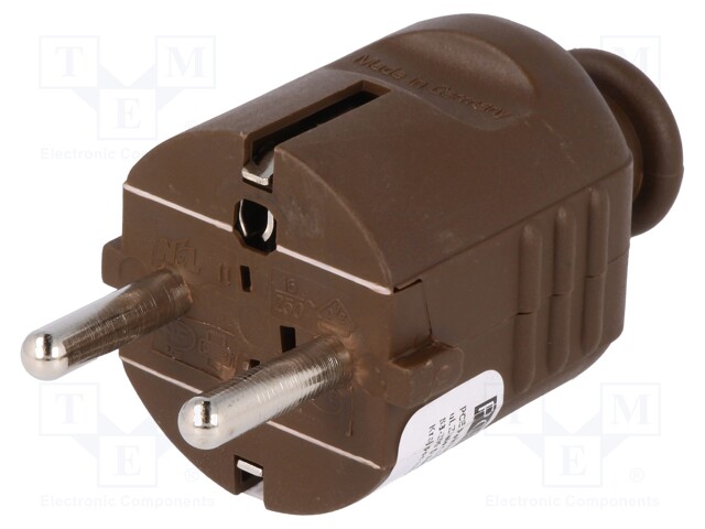 Connector: AC supply; plug; Layout: 2P+PE; brown; 230VAC; 16A; PIN: 3