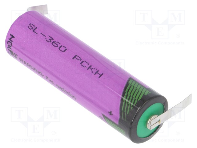 Battery: lithium (LTC); 3.6V; AA; soldering lugs; Ø14.7x50.5mm