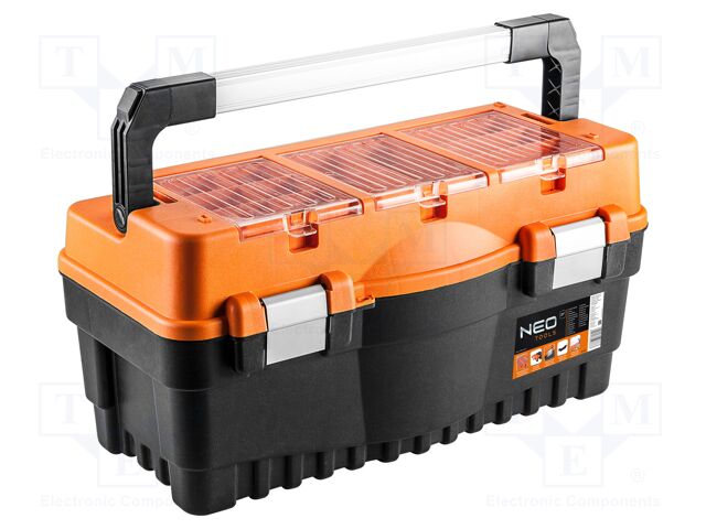 Chest; tool case; black-orange; 547x271x278mm