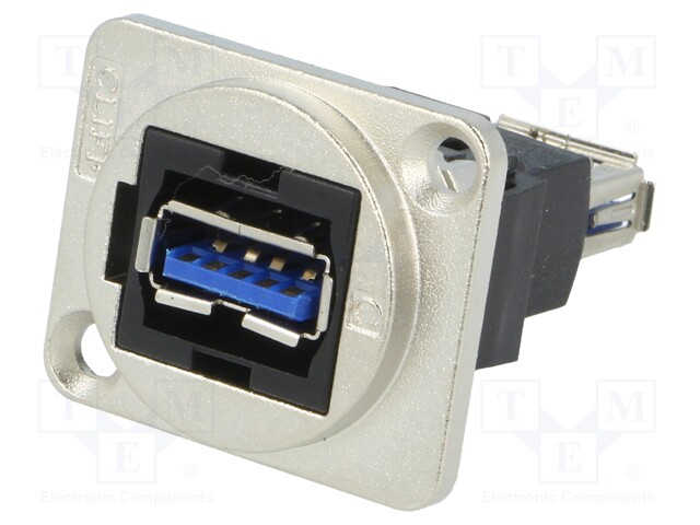 Coupler; USB A socket,both sides; FT; USB 3.0; metal; 19x24mm