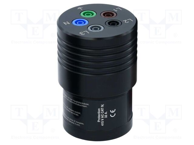 Three-phase adapter; 32A; 415V; Ø64x90mm; Pollution degree: 3